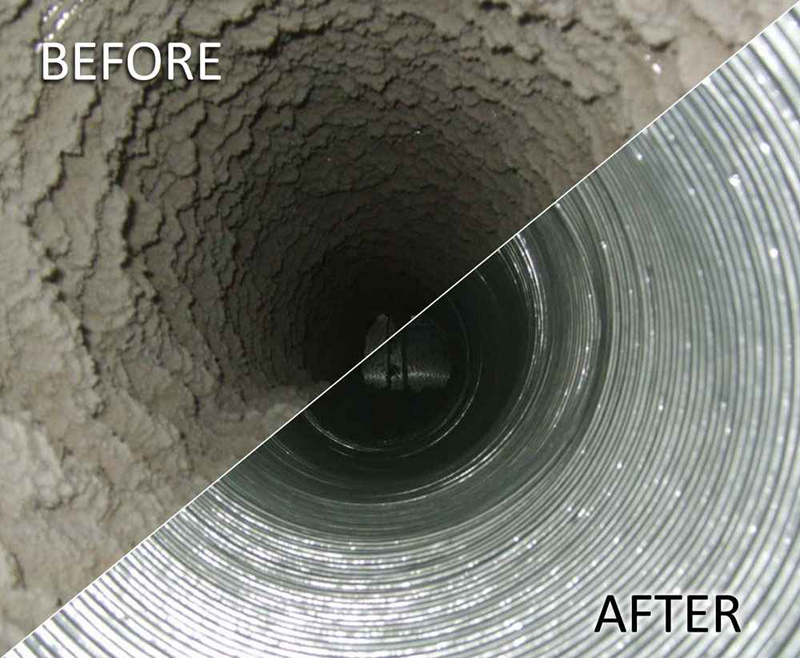 air duct before and after cleaning